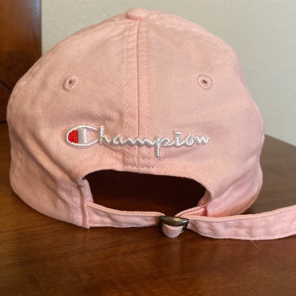 Champion Logo Spell out Baseball Hat Strap Back Adjustable Pink Color - Picture 4 of 12
